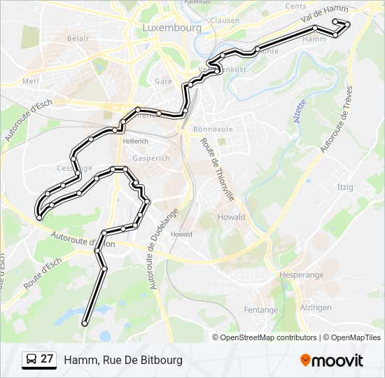 Plan de la ligne 27 de bus